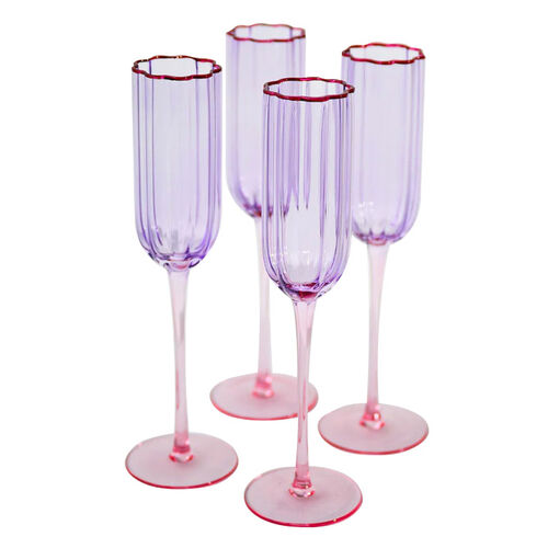 Home Lab Petal Champagne Flute Lilac Blush Set Of 4